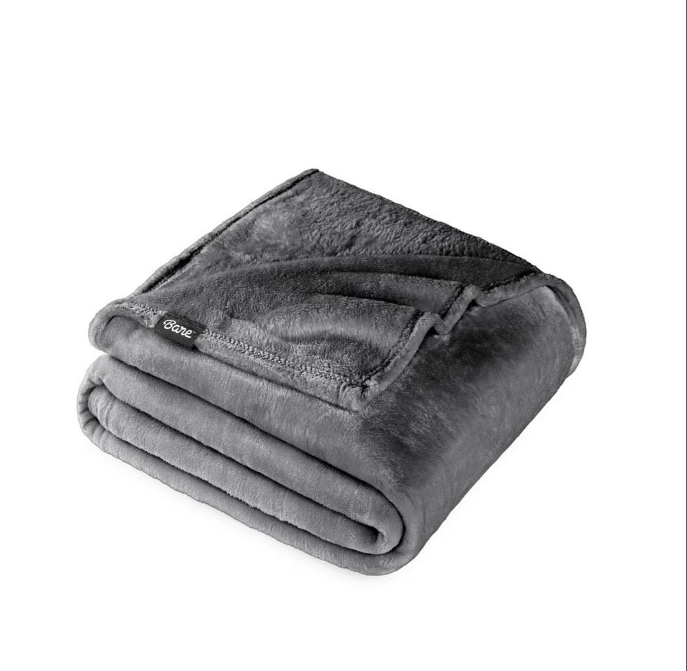 Bare Home Microplush Fleece Blanket Gray